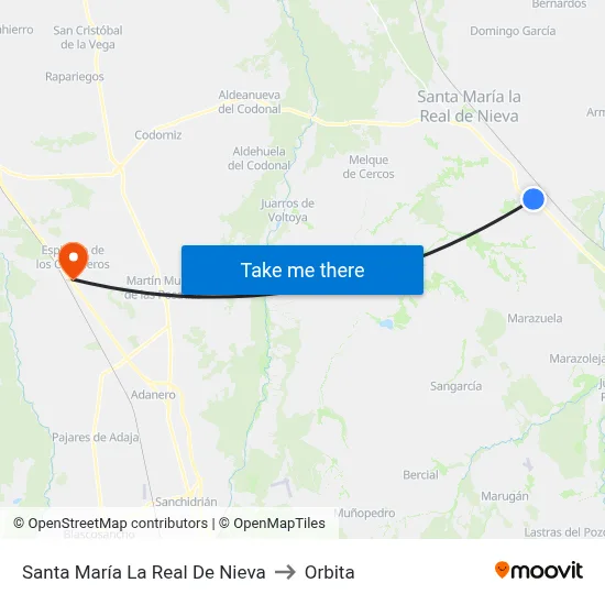 Santa María La Real De Nieva to Orbita map