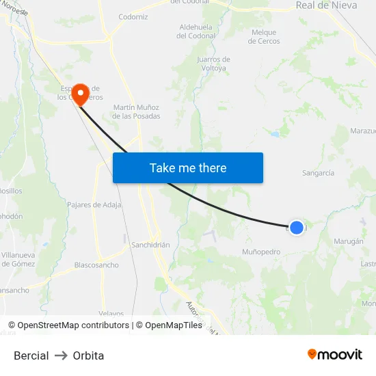 Bercial to Orbita map