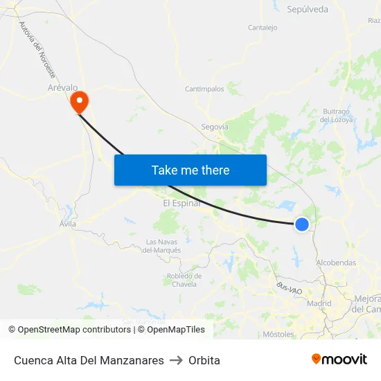 Cuenca Alta Del Manzanares to Orbita map