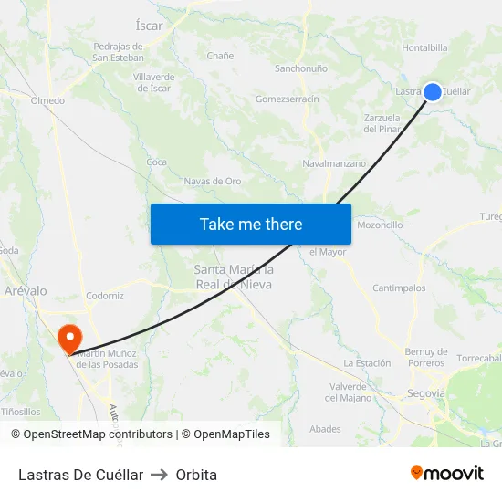 Lastras De Cuéllar to Orbita map