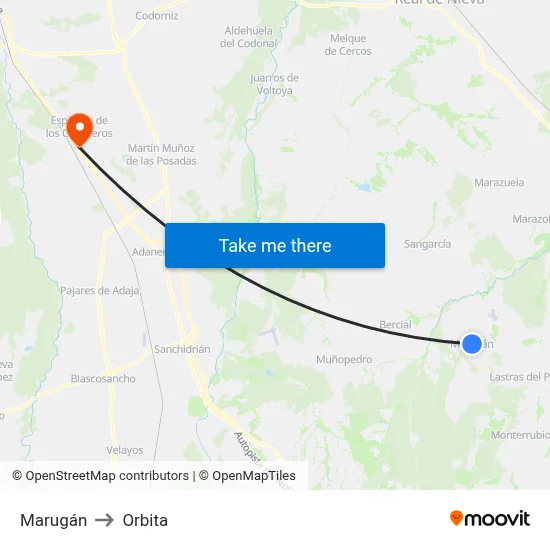 Marugán to Orbita map