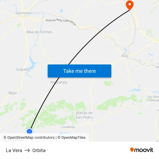 La Vera to Orbita map