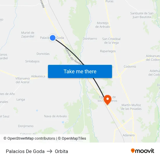 Palacios De Goda to Orbita map