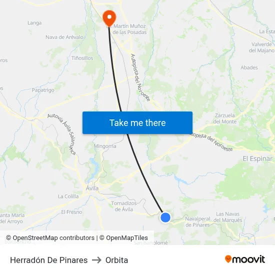 Herradón De Pinares to Orbita map