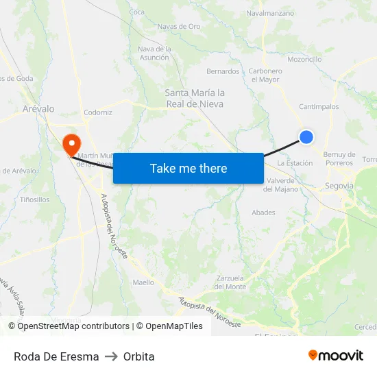 Roda De Eresma to Orbita map