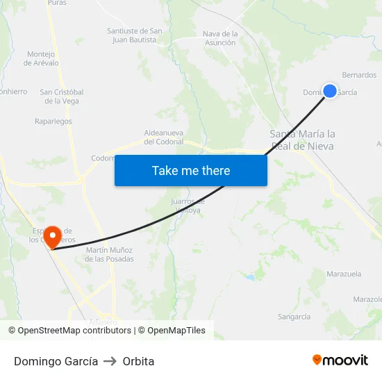Domingo García to Orbita map