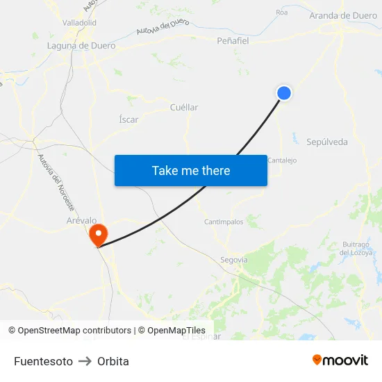 Fuentesoto to Orbita map