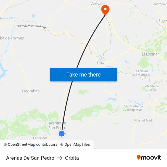 Arenas De San Pedro to Orbita map