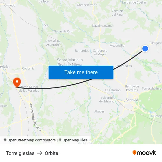 Torreiglesias to Orbita map