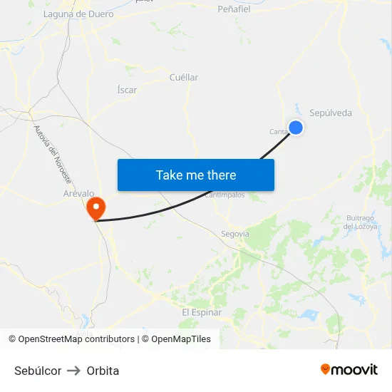 Sebúlcor to Orbita map