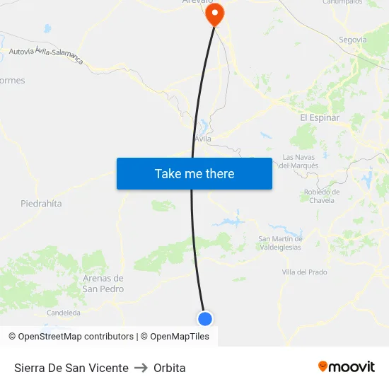 Sierra De San Vicente to Orbita map