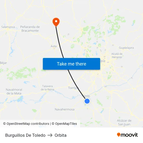 Burguillos De Toledo to Orbita map