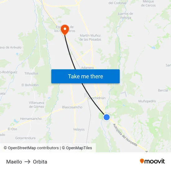 Maello to Orbita map