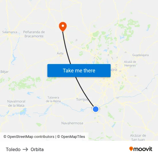 Toledo to Orbita map