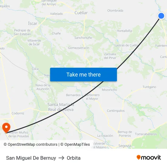 San Miguel De Bernuy to Orbita map