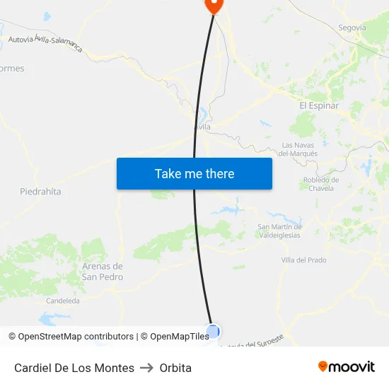 Cardiel De Los Montes to Orbita map