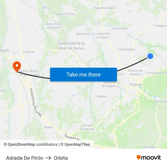 Adrada De Pirón to Orbita map