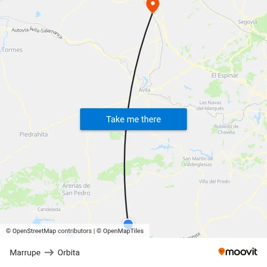 Marrupe to Orbita map