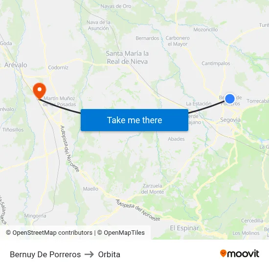 Bernuy De Porreros to Orbita map