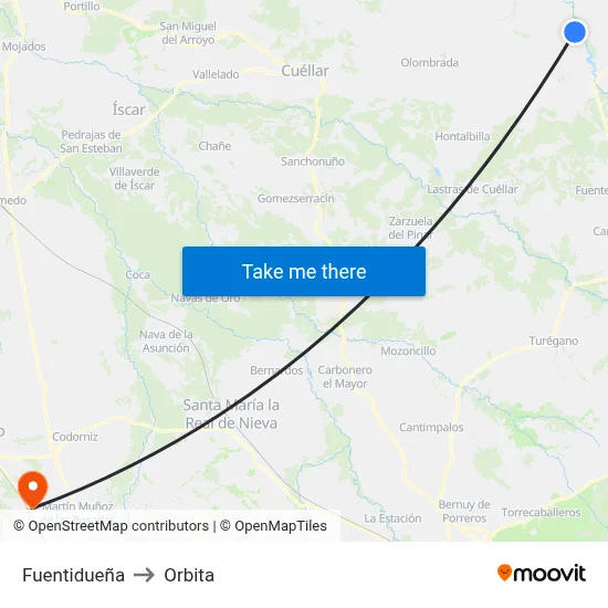 Fuentidueña to Orbita map
