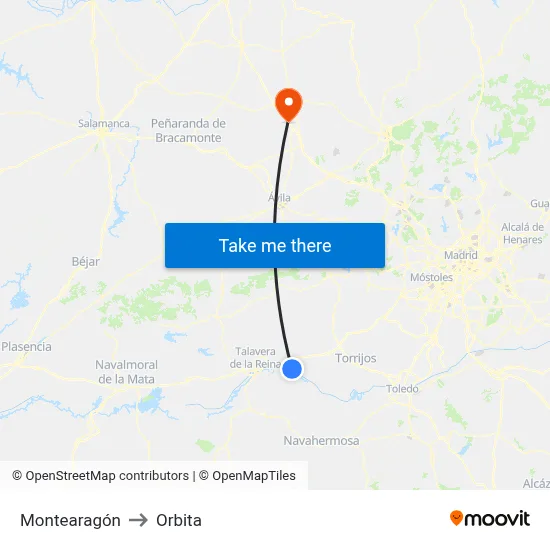 Montearagón to Orbita map
