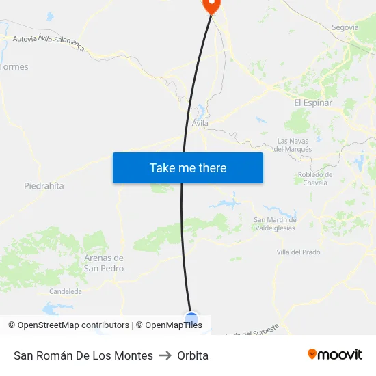 San Román De Los Montes to Orbita map