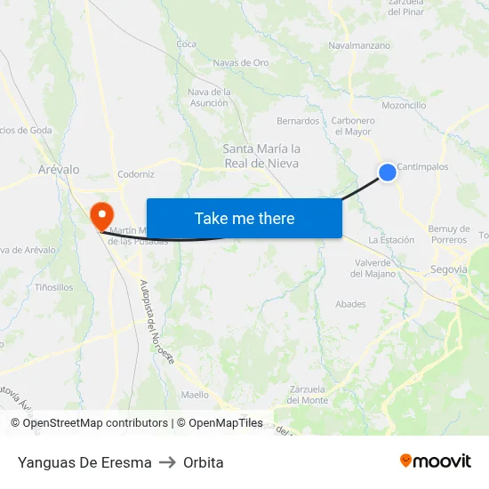 Yanguas De Eresma to Orbita map