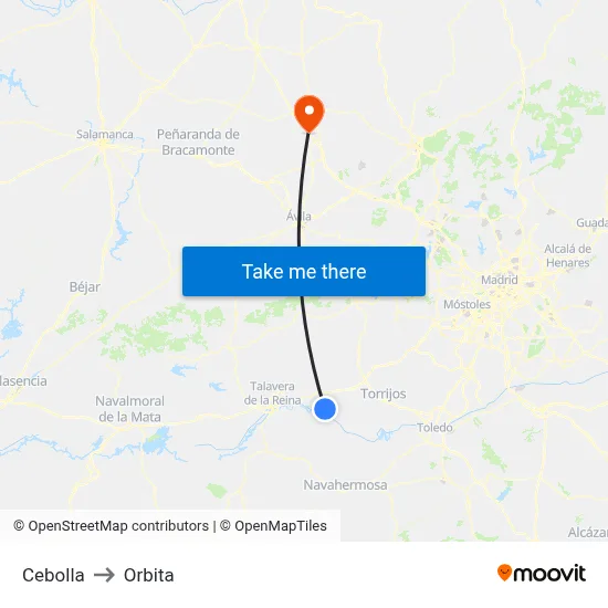 Cebolla to Orbita map