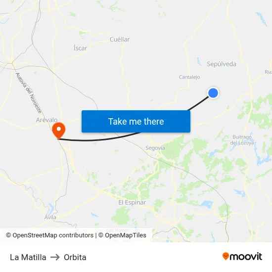 La Matilla to Orbita map
