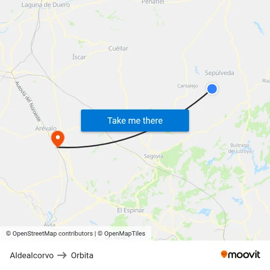 Aldealcorvo to Orbita map