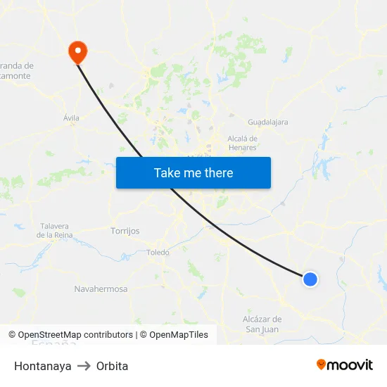 Hontanaya to Orbita map