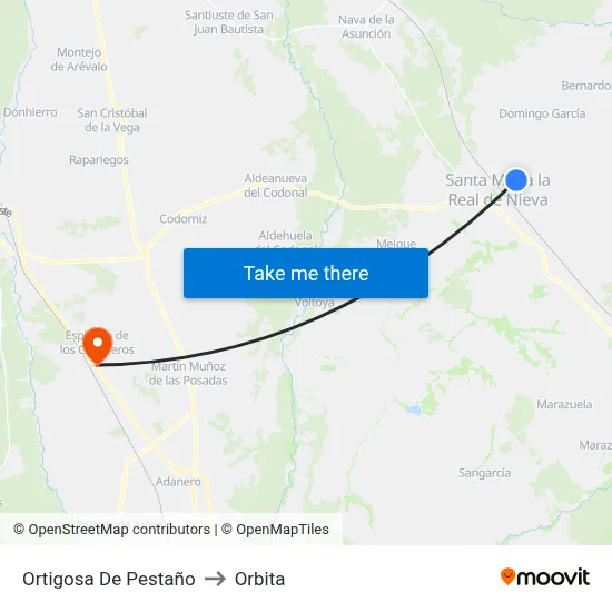 Ortigosa De Pestaño to Orbita map