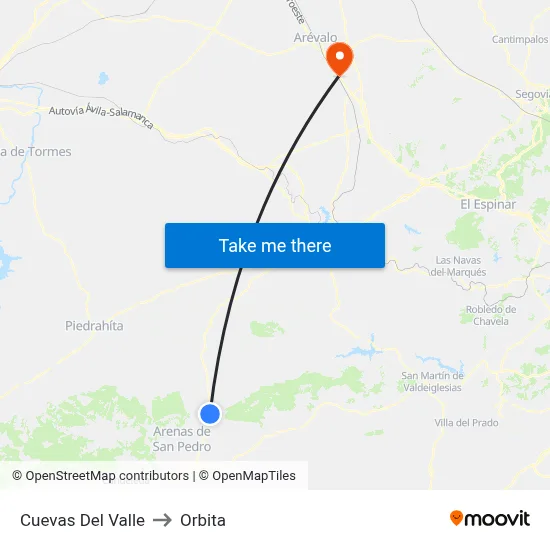 Cuevas Del Valle to Orbita map