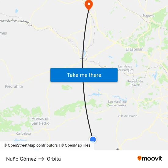 Nuño Gómez to Orbita map