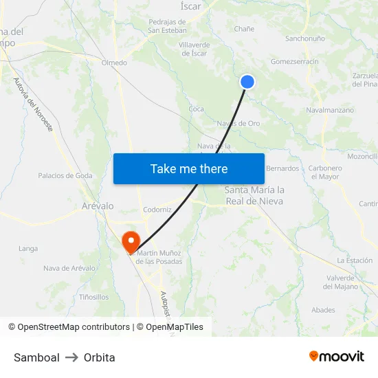 Samboal to Orbita map