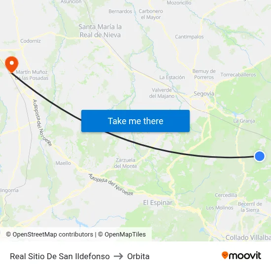 Real Sitio De San Ildefonso to Orbita map