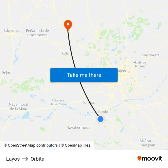 Layos to Orbita map