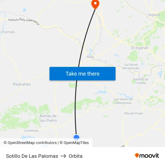 Sotillo De Las Palomas to Orbita map