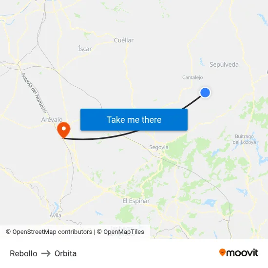 Rebollo to Orbita map