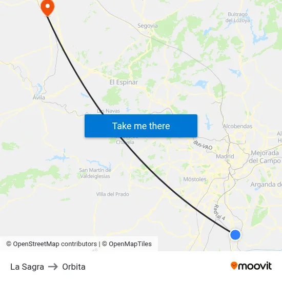 La Sagra to Orbita map