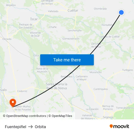 Fuentepiñel to Orbita map