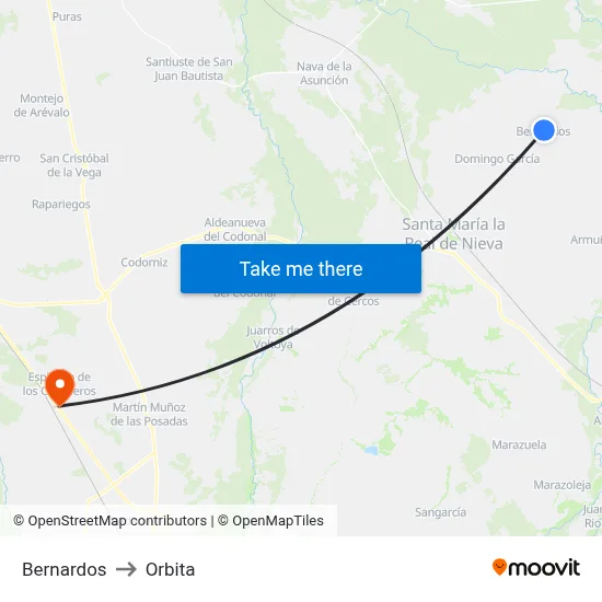 Bernardos to Orbita map