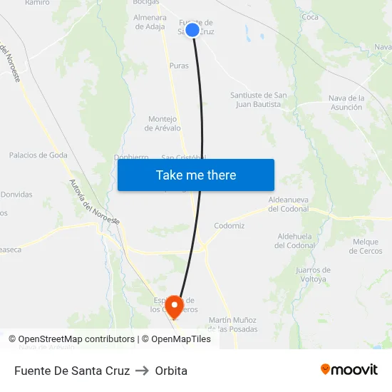 Fuente De Santa Cruz to Orbita map