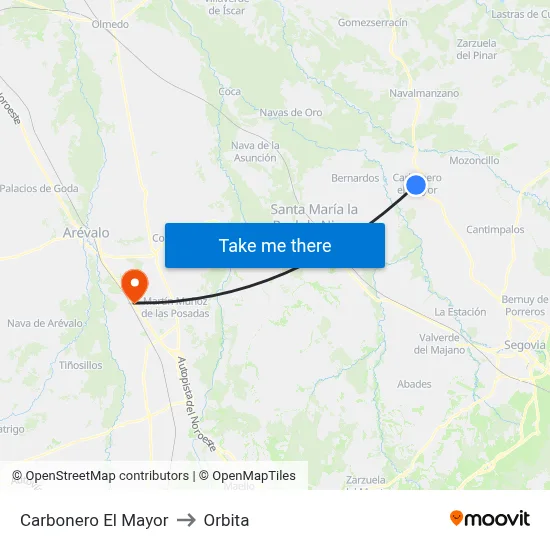 Carbonero El Mayor to Orbita map