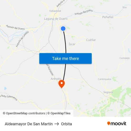 Aldeamayor De San Martín to Orbita map