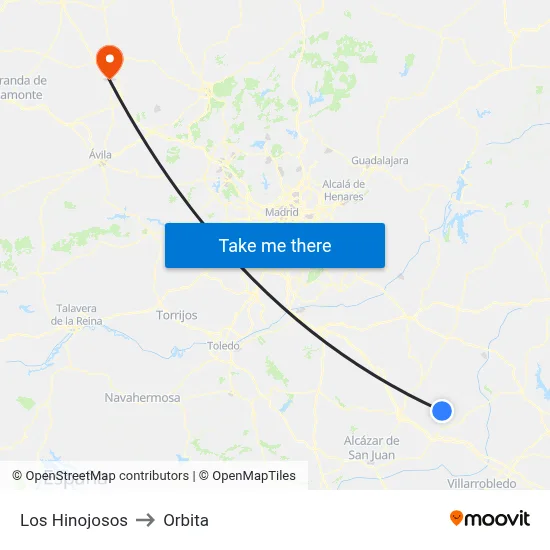 Los Hinojosos to Orbita map