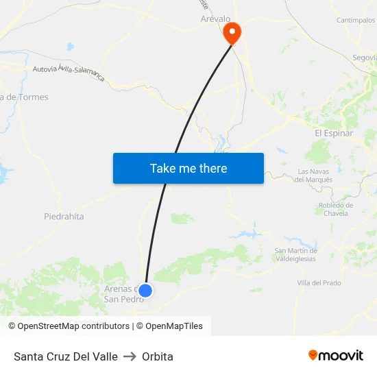 Santa Cruz Del Valle to Orbita map