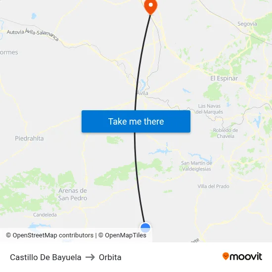 Castillo De Bayuela to Orbita map