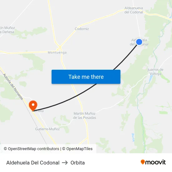 Aldehuela Del Codonal to Orbita map