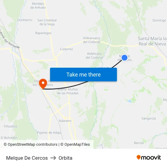 Melque De Cercos to Orbita map